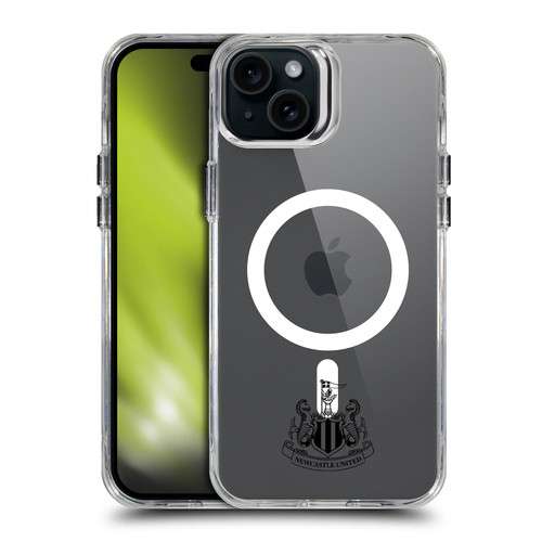 Newcastle United Football Club Logo Icon Crest Minimalist Black SHOCKPROOF BUMPER CASE COMPATIBLE WITH Apple iPhone 15 Plus & MAGSAFE