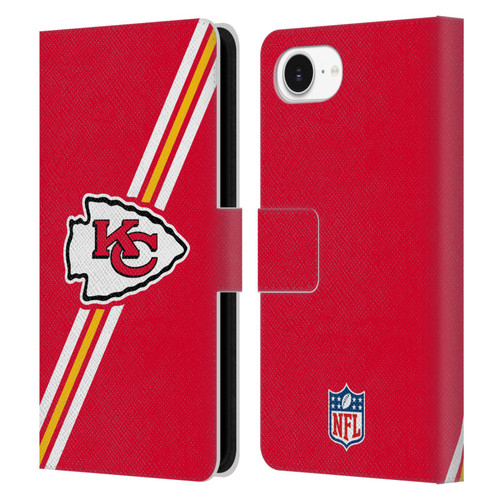 NFL Kansas City Chiefs Logo Stripes Leather Book Wallet Case Cover For Apple iPhone 16e
