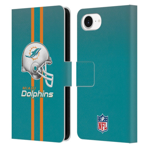 NFL Miami Dolphins Logo Helmet Leather Book Wallet Case Cover For Apple iPhone 16e