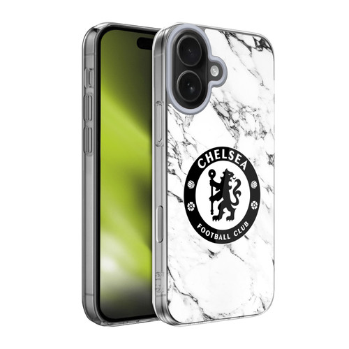 Chelsea Football Club Crest White Marble Soft Gel Case for Apple iPhone 17