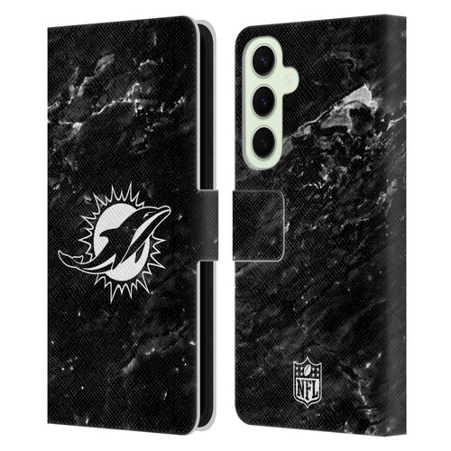 NFL Miami Dolphins Artwork Marble Leather Book Wallet Case Cover For Samsung Galaxy S25+