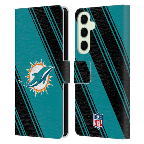 NFL Miami Dolphins Artwork Stripes Leather Book Wallet Case Cover For Samsung Galaxy S25+