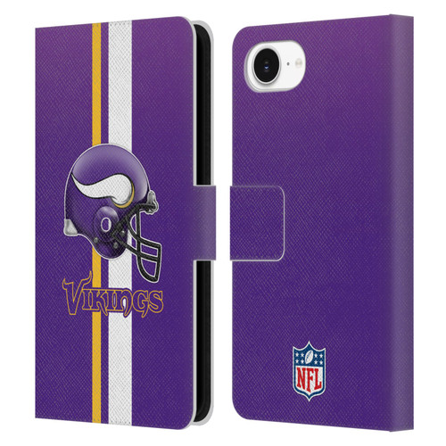 NFL Minnesota Vikings Logo Helmet Leather Book Wallet Case Cover For Apple iPhone 16e