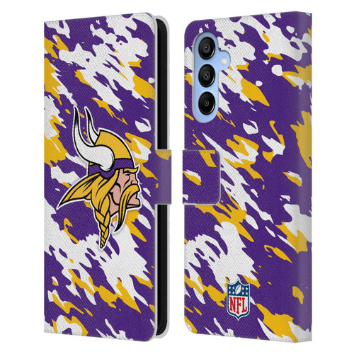 NFL Minnesota Vikings Logo Camou Leather Book Wallet Case Cover For Samsung Galaxy A16 5G
