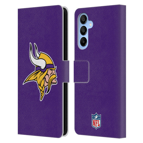 NFL Minnesota Vikings Logo Plain Leather Book Wallet Case Cover For Samsung Galaxy A16 5G