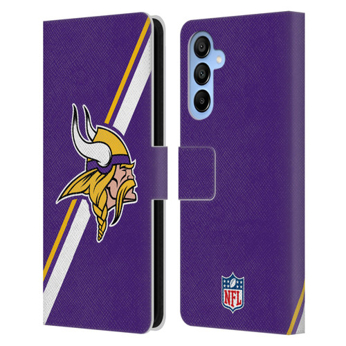 NFL Minnesota Vikings Logo Stripes Leather Book Wallet Case Cover For Samsung Galaxy A16 5G