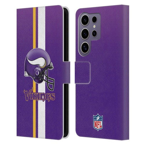 NFL Minnesota Vikings Logo Helmet Leather Book Wallet Case Cover For Samsung Galaxy S25 Ultra
