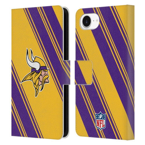 NFL Minnesota Vikings Artwork Stripes Leather Book Wallet Case Cover For Apple iPhone 16e
