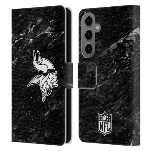 NFL Minnesota Vikings Artwork Marble Leather Book Wallet Case Cover For Samsung Galaxy S25