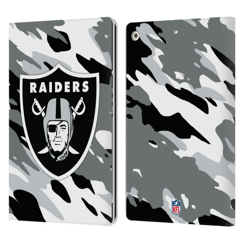 NFL Las Vegas Raiders Logo Camou Leather Book Wallet Case Cover For Apple iPad 10.2 2019/2020/2021 NFL Las Vegas Raiders Logo Camou Leather Book Wallet Case Cover For Apple iPad 10.2 2019/2020/2021