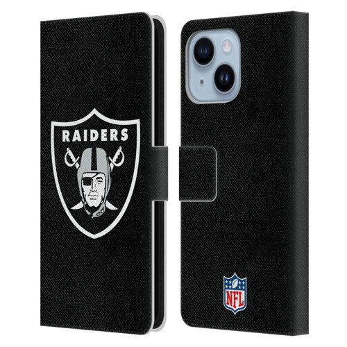 NFL Las Vegas Raiders Logo Plain Leather Book Wallet Case Cover For Apple iPhone 14 Plus