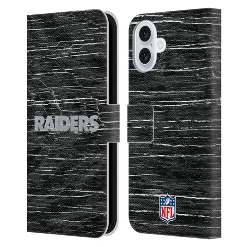 NFL Las Vegas Raiders Logo Distressed Look Leather Book Wallet Case Cover For Apple iPhone 16 Plus