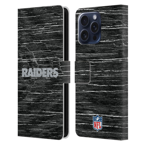 NFL Las Vegas Raiders Logo Distressed Look Leather Book Wallet Case Cover For Apple iPhone 16 Pro Max