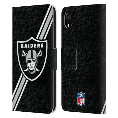 NFL Las Vegas Raiders Logo Stripes Leather Book Wallet Case Cover For Apple iPhone XR