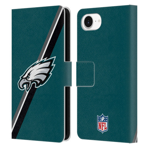NFL Philadelphia Eagles Logo Stripes Leather Book Wallet Case Cover For Apple iPhone 16e
