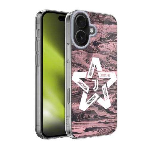 Juventus Football Club Art Black & Pink Marble Soft Gel Case for Apple iPhone 17