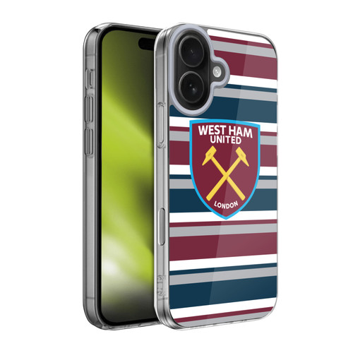West Ham United FC Crest Graphics Stripes Soft Gel Case for Apple iPhone 17