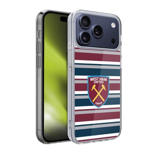 West Ham United FC Crest Graphics Stripes Soft Gel Case for Apple iPhone 17 Pro