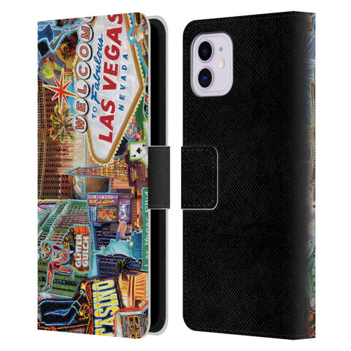 P.D. Moreno Cities Las Vegas 1 Leather Book Wallet Case Cover For Apple iPhone 11