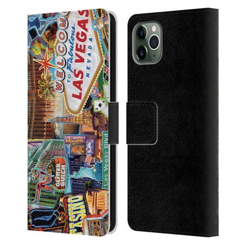 P.D. Moreno Cities Las Vegas 1 Leather Book Wallet Case Cover For Apple iPhone 11 Pro Max