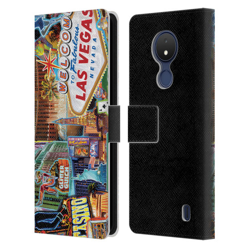 P.D. Moreno Cities Las Vegas 1 Leather Book Wallet Case Cover For Nokia C21