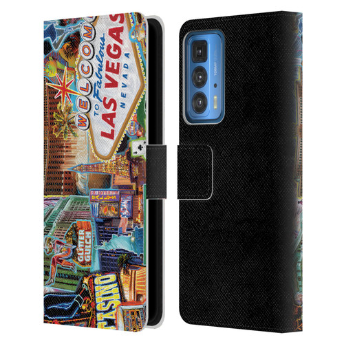 P.D. Moreno Cities Las Vegas 1 Leather Book Wallet Case Cover For Motorola Edge 20 Pro