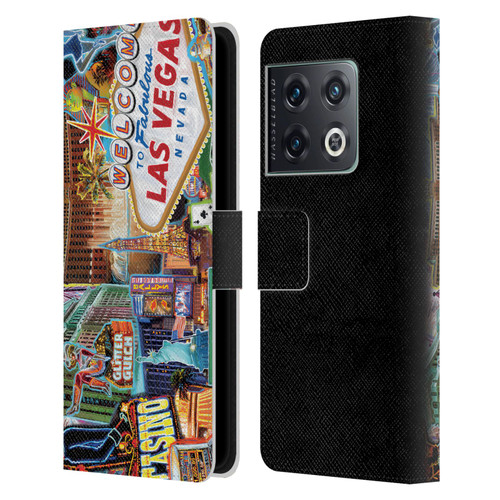 P.D. Moreno Cities Las Vegas 1 Leather Book Wallet Case Cover For OnePlus 10 Pro