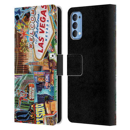 P.D. Moreno Cities Las Vegas 1 Leather Book Wallet Case Cover For OPPO Reno 4 5G