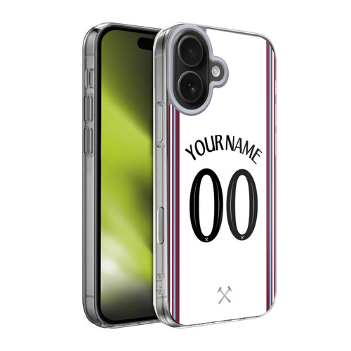 Custom Customised Personalised West Ham United FC 2023/24 Kit Away Soft Gel Case for Apple iPhone 17