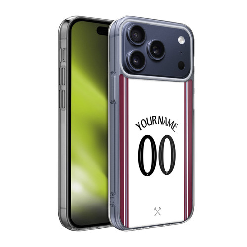 Custom Customised Personalised West Ham United FC 2023/24 Kit Away Soft Gel Case for Apple iPhone 17 Pro Max