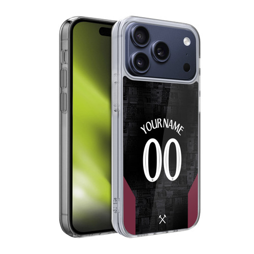 Custom Customised Personalised West Ham United FC 2024/25 Kit Away Soft Gel Case for Apple iPhone 17 Pro