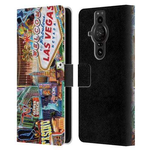 P.D. Moreno Cities Las Vegas 1 Leather Book Wallet Case Cover For Sony Xperia Pro-I