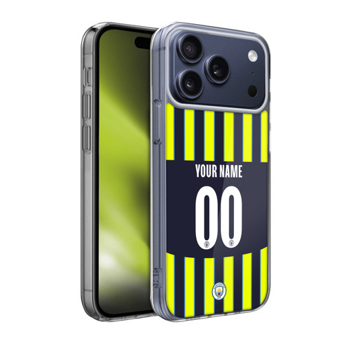 Custom Customised Personalised Manchester City Man City FC 2024/25 Badge Kit Away Soft Gel Case for Apple iPhone 17 Pro Max