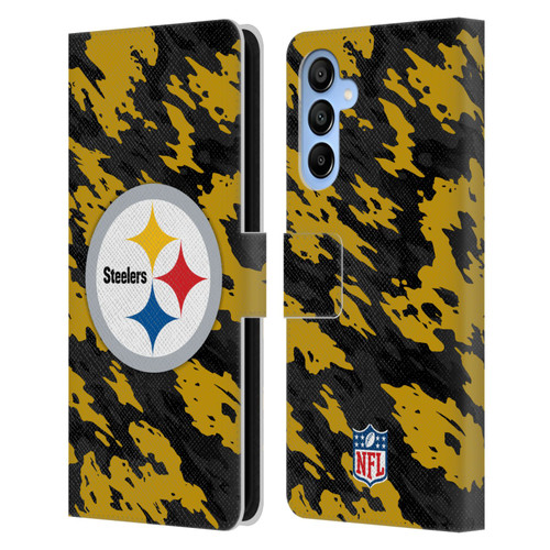 NFL Pittsburgh Steelers Logo Camou Leather Book Wallet Case Cover For Samsung Galaxy A16 5G