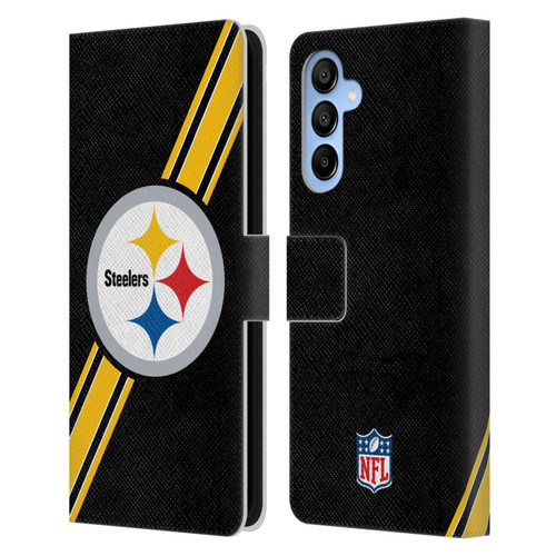 NFL Pittsburgh Steelers Logo Stripes Leather Book Wallet Case Cover For Samsung Galaxy A16 5G