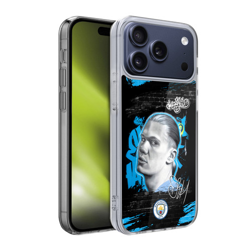 Manchester City Man City FC Graffiti Collection by Murwalls Erling Haaland Soft Gel Case for Apple iPhone 17 Pro