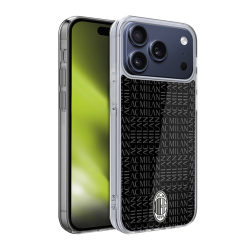 AC Milan Crest Patterns Black And Grey Soft Gel Case for Apple iPhone 17 Pro