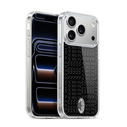 AC Milan Crest Patterns Black And Grey Soft Gel Case for Apple iPhone 17 Pro