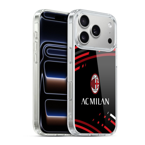 AC Milan Crest Patterns Curved Soft Gel Case for Apple iPhone 17 Pro