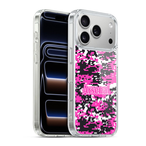 Arsenal FC Crest Patterns Pink Digital Camouflage Soft Gel Case for Apple iPhone 17 Pro