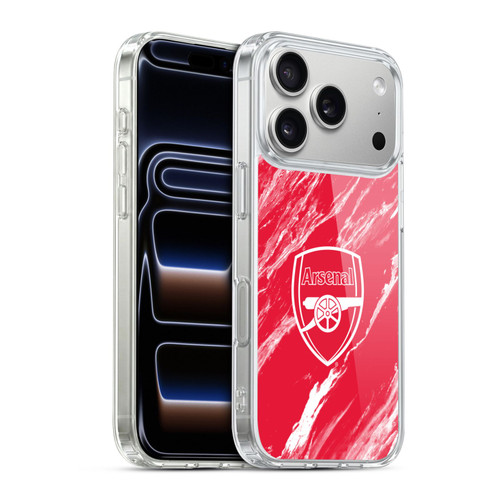 Arsenal FC Crest Patterns Red Marble Soft Gel Case for Apple iPhone 17 Pro