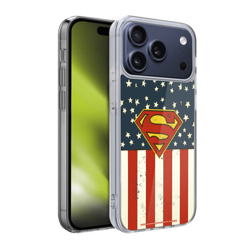 Superman DC Comics Logos U.S. Flag Soft Gel Case for Apple iPhone 17 Pro