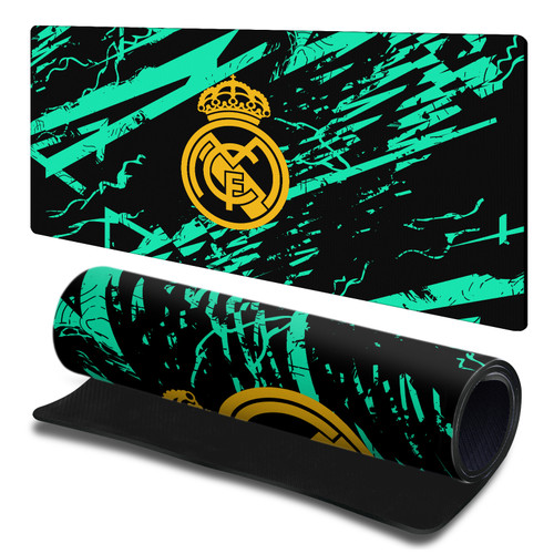 Real Madrid CF Badge Logo Plain Gaming Office Desk PC Keyboard Mouse Mat Pad 23.62 x 11.81 x 0.12 inches (600 x 300 mm) - L