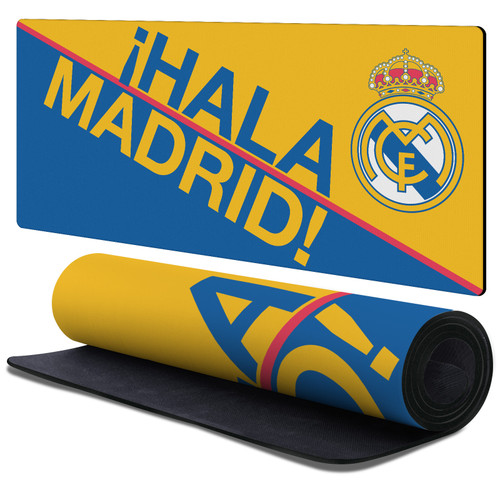 Real Madrid CF Badge Logo Hala Madrid Gaming Office Desk PC Keyboard Mouse Mat Pad 37.4 x 15.75 x 0.16 inches (900 x 400 mm) - XL