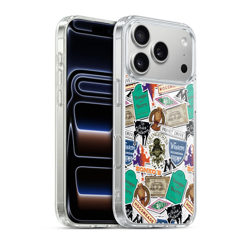 Harry Potter Locations Typography Logo Collage Soft Gel Case for Apple iPhone 17 Pro