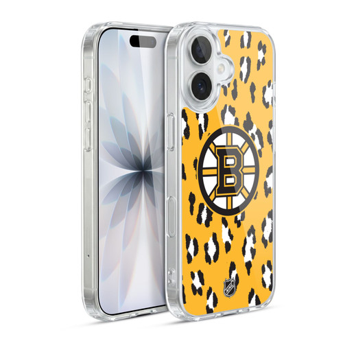 NHL Boston Bruins Leopard Pattern Soft Gel Case for Apple iPhone 17