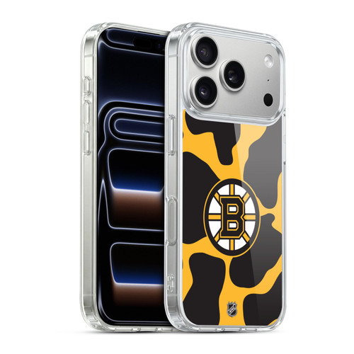 NHL Boston Bruins Cow Pattern Soft Gel Case for Apple iPhone 17 Pro