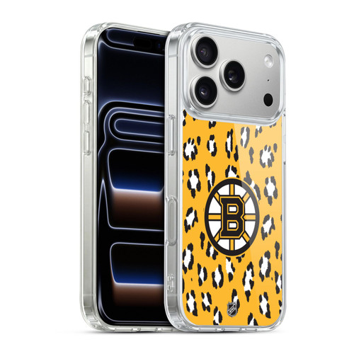 NHL Boston Bruins Leopard Pattern Soft Gel Case for Apple iPhone 17 Pro