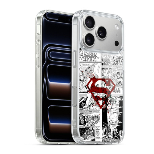 Superman DC Comics Comicbook Art Red Logo Splatter Soft Gel Case for Apple iPhone 17 Pro