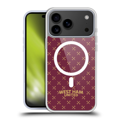 West Ham United FC Hammer Marque Kit Patterns Soft Gel Case for Apple iPhone 17 Pro Max